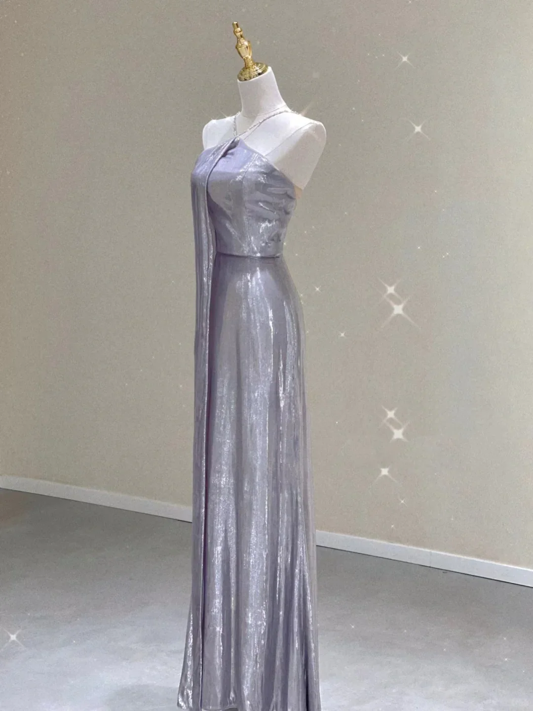 Pretty Sheath Halter Sleeveless Long Silver Gray Sequin Prom Dresses Evening Dresses DP329 - Deanwangkt