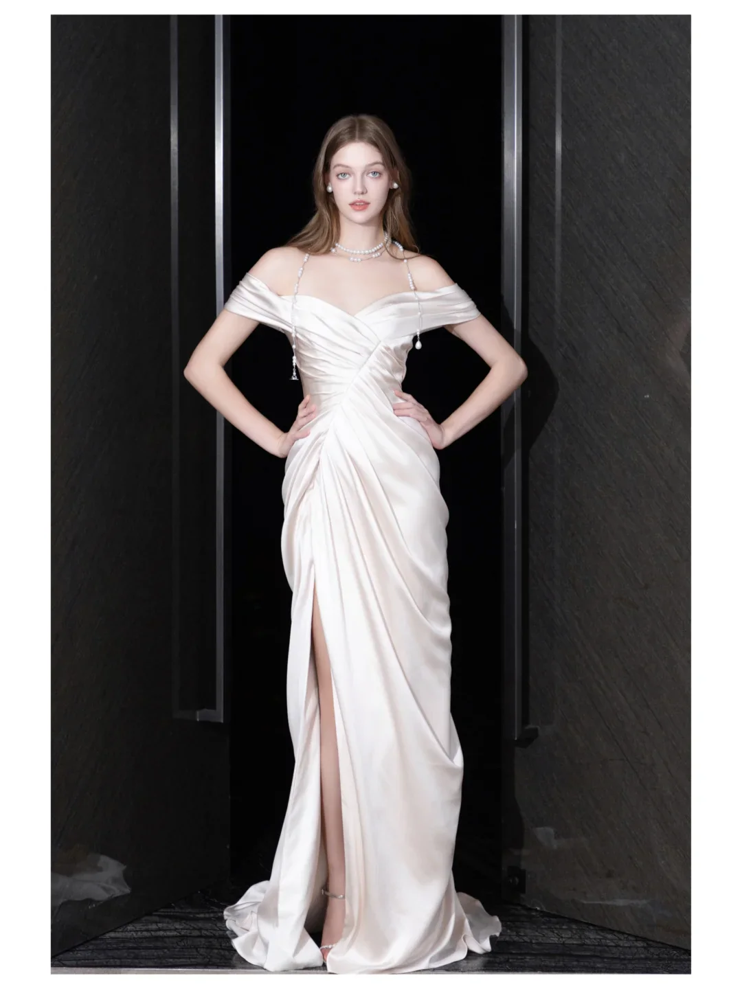 Unique Bridal Gown Mermaid Off The Shoulder Satin Ivory Wedding Dresses Bridal Gowns DP698 - Deanwangkt