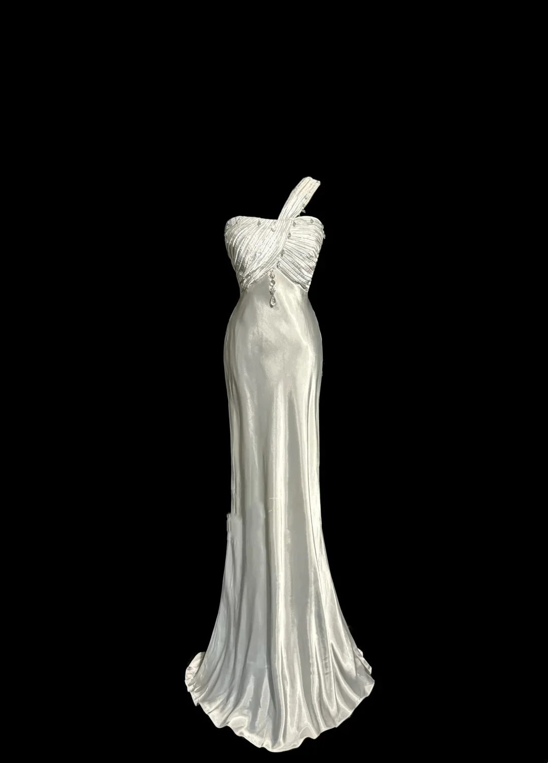 Vintage Mermaid One Shoulder Satin 90s Long Prom Dresses Party Dress 30th Birthday Outfits Graduation Dresses W874 - Deanwangkt