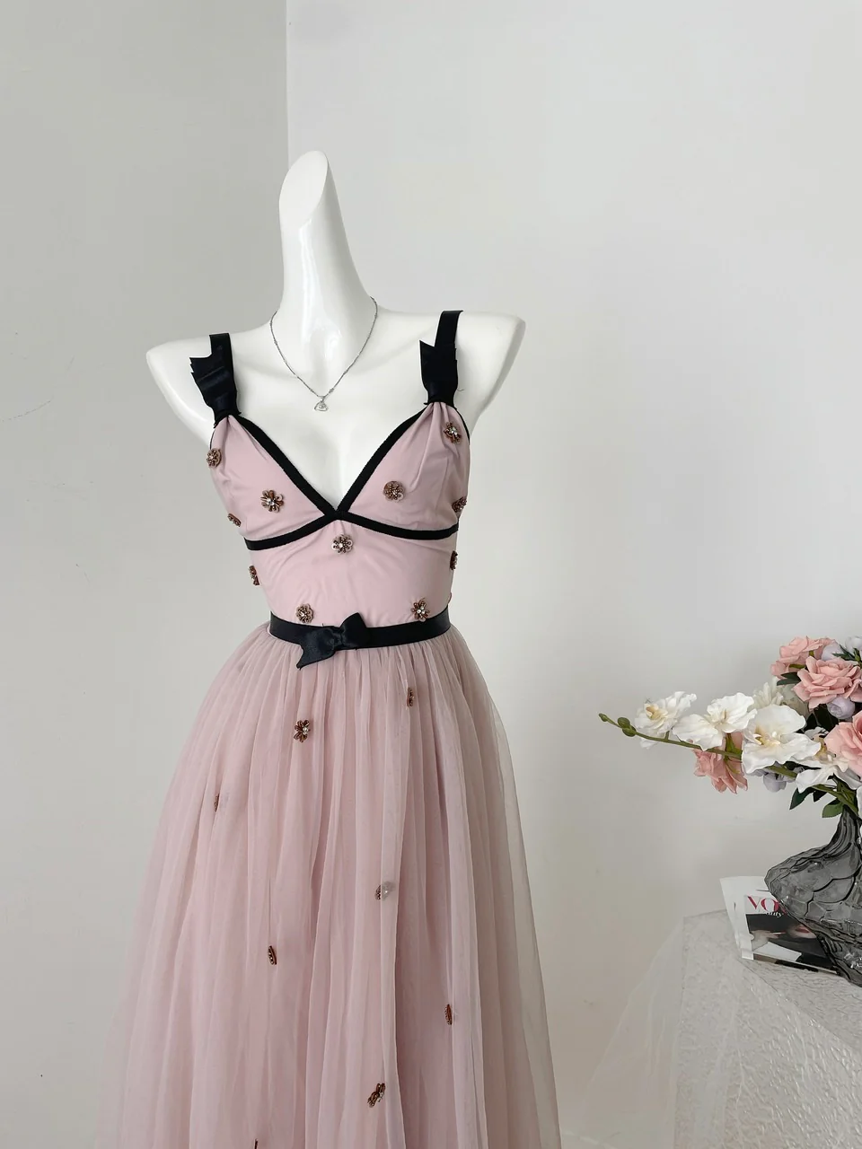 Cute A line Straps Pink Tulle Summer Dress Holiday Party Outfits For Women DP0113 - Deanwangkt
