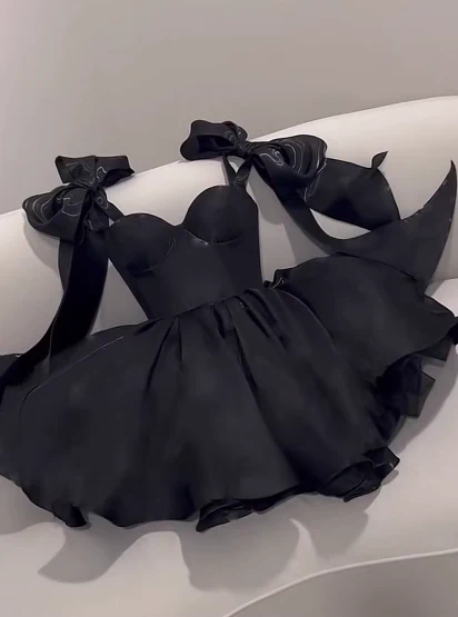 Cute A line Straps Summer Satin Homecoming Dress Hoco Dress Mini 20th Birthday Outfit Cocktail Dresses DP1779 - Deanwangkt