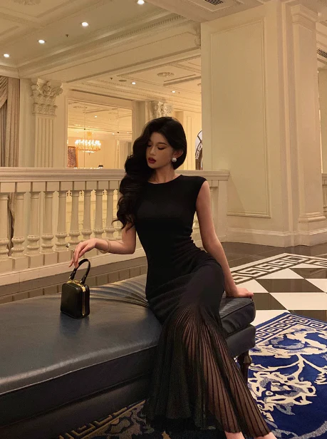 Sexy Mermaid Scoop Neckline Black 21st Birthday Dress Holiday Party Birthday Outfits For Women DP0176 - Deanwangkt