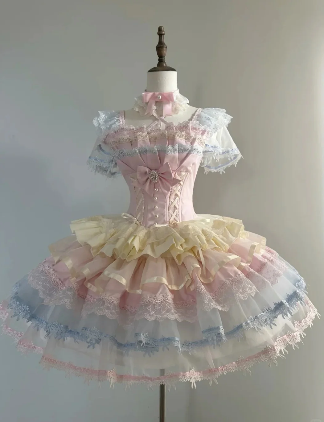 Vintage Square Neck Ball Gown Lace Tulle Short Lolita Dress Cute 18th Birthday Outfit DP2943 - Deanwangkt