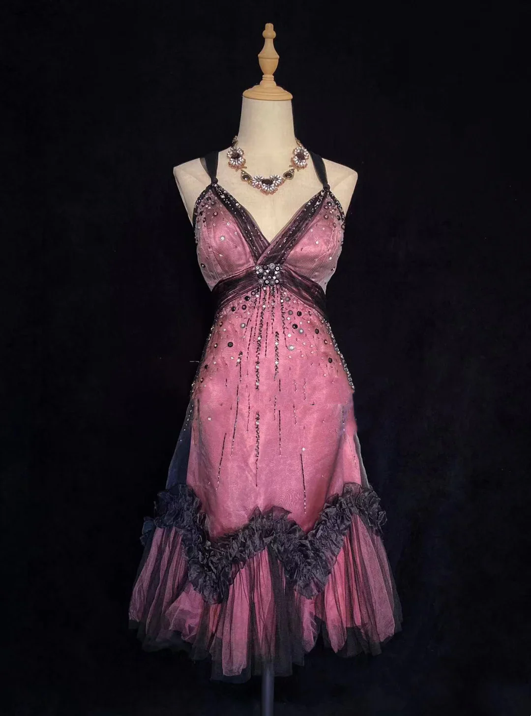 Vintage A Line Halter Pink Tulle Formal 7th Grade Homecoming Dresses Middle School Short Prom Dress Hoco Outfits DH1334 - Deanwangkt