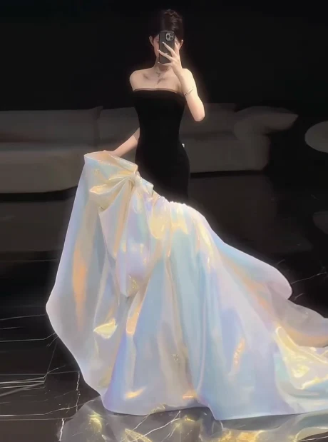 Elegant Glamour Mermaid Strapless Black 21st Birthday Dresses Evening Gown Birthday Outfits Evening Dress For Women DP1644 - Deanwangkt