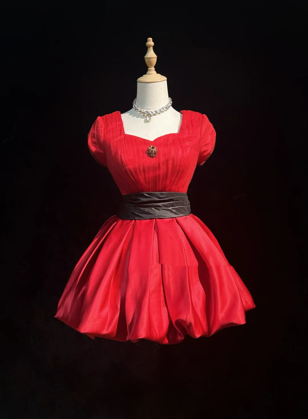 Vintage Ball Gown Sweetheart Red Short Sleeves Tulle Mini Short Formal 8th Grade Homecoming Dresses Summer Middle School Hoco Dress Homecoming Outfits DH1160 - Deanwangkt