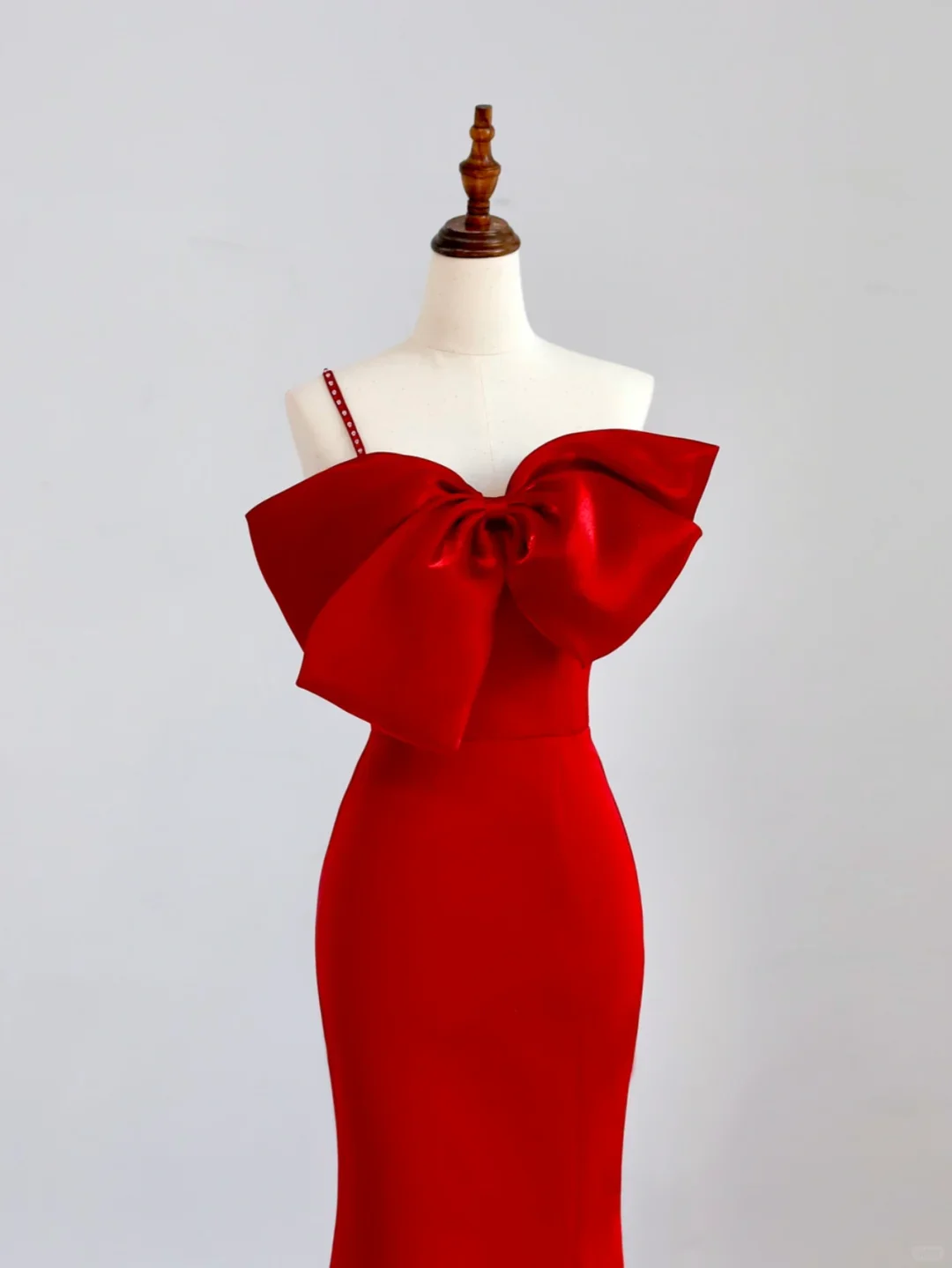 Elegant Glamour Mermaid Strapless Red Satin Long Prom Dress Party Dress Evening Dresses DP1519 - Deanwangkt