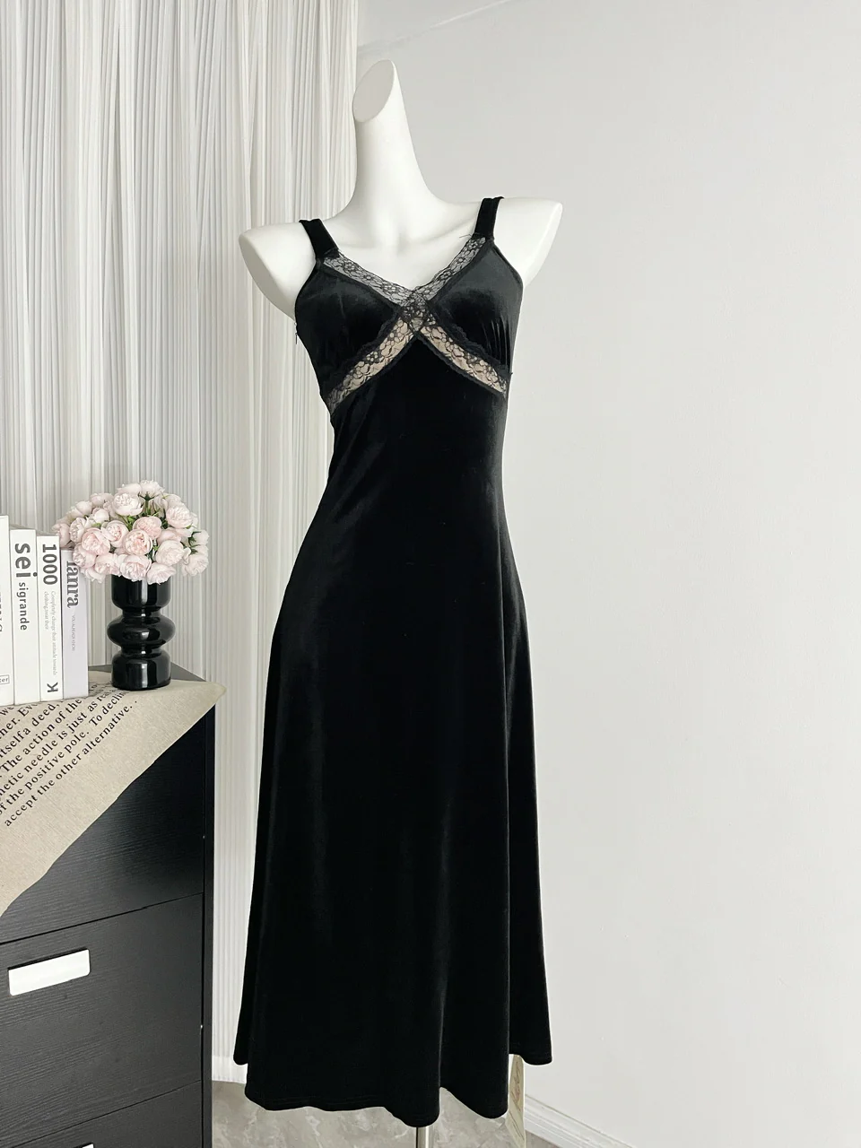 Sexy Mermaid Straps Black Velvet Summer Dress Holiday Party Birthday Outfits For Women DP0136 - Deanwangkt