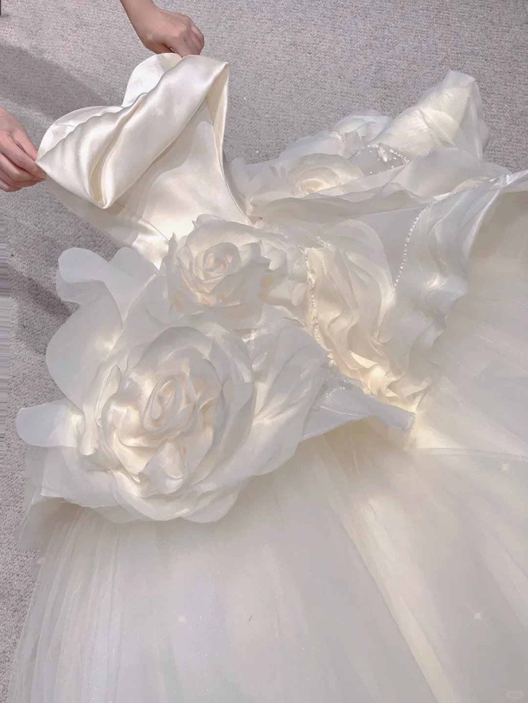 Unique Ball Gown Sweetheart White Long Satin Wedding Dresses Brides Dress DP322 - Deanwangkt