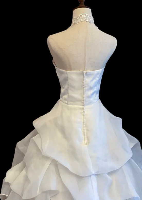 Timeless Halter Ball Gown Tulle Luxury Wedding Dress, White Bridal Gowns DP3079 - Deanwangkt