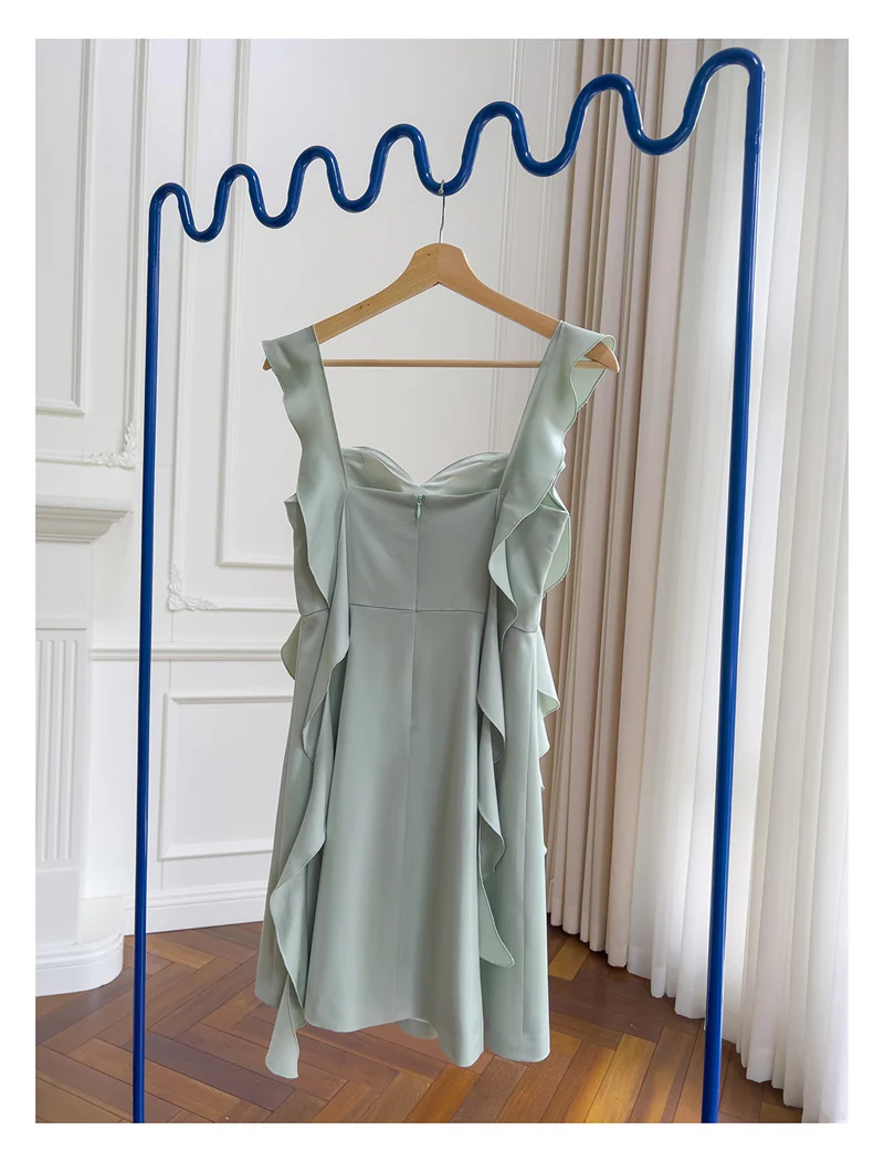 Sexy A line Square Mint Green Satin Short Homecoming Dress Summer Hoco Dresses Cocktail Dress Birthday Outfits DP2283 - Deanwangkt