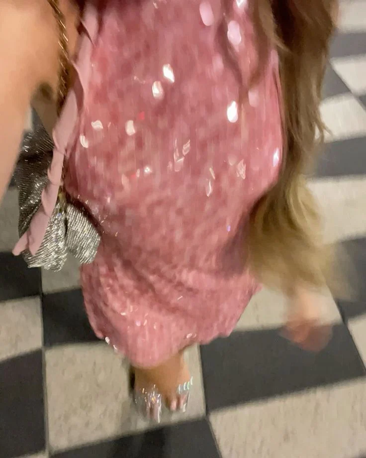 Cute A Line Halter Pink Sequin Formal Homecoming Dresses 18th Birthday Outfits Graduation Dress Short Mini Hoco Dresses DH2510 - Deanwangkt