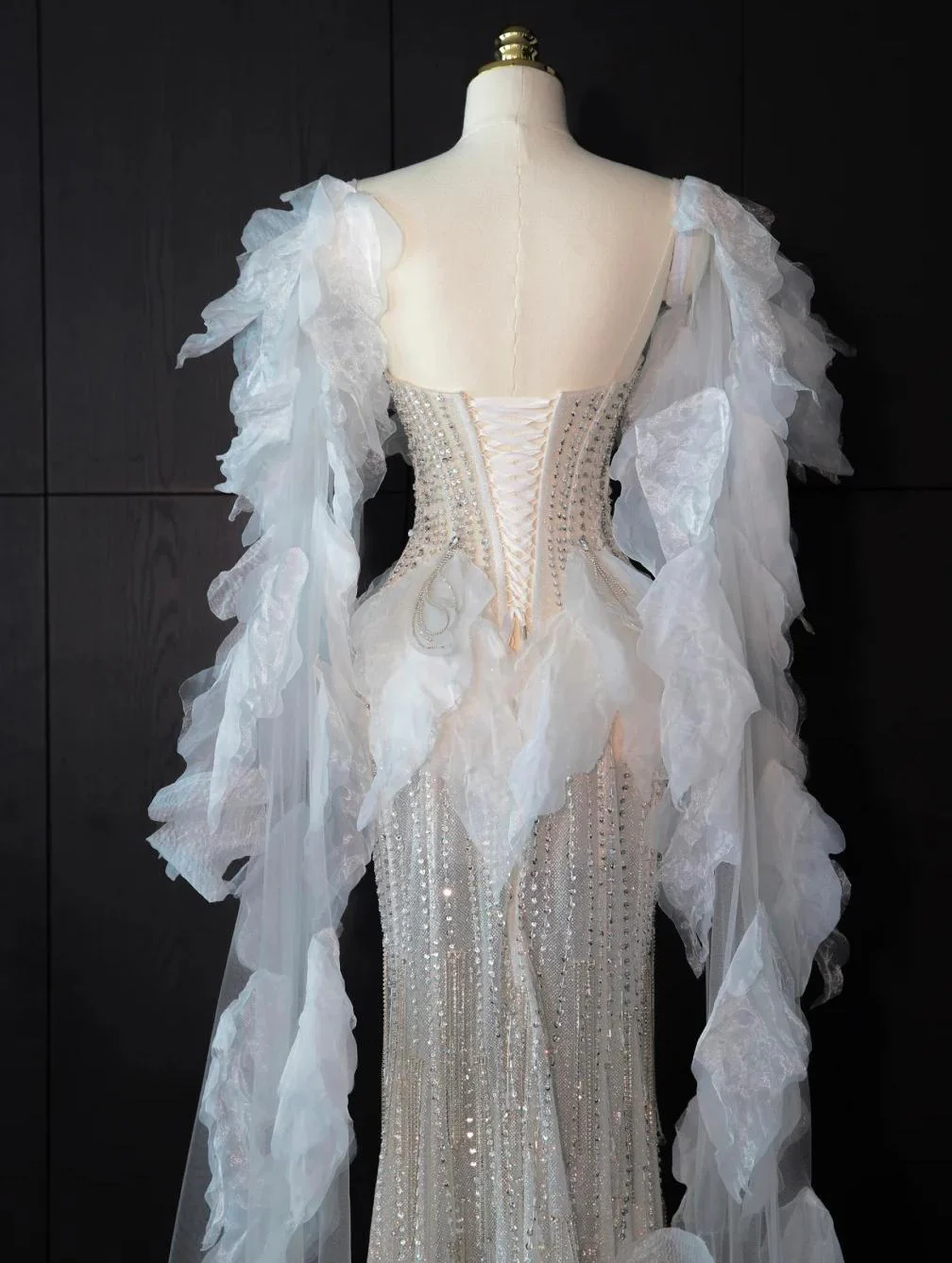 Elegant Strapless Mermaid Wedding Dress Rhinestone Bridal Dress Glamour Tulle Bridal GownsDP2839 - Deanwangkt