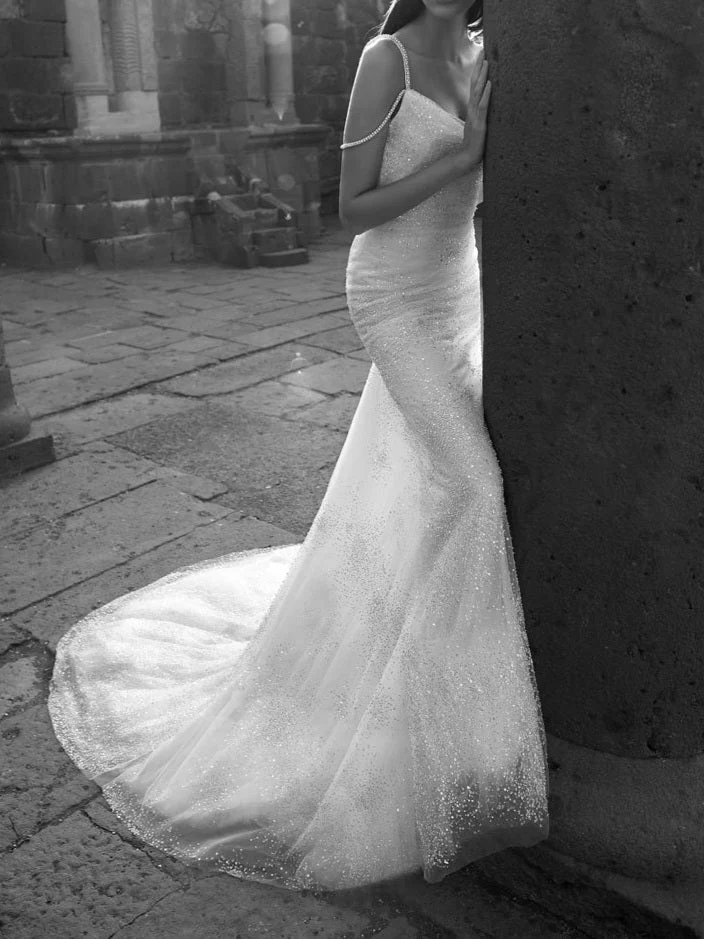 Stunning White Backless Mermaid Shiny Prom Gown Wedding Dress Party Dress Formal Wear Dresses DP606 - Deanwangkt