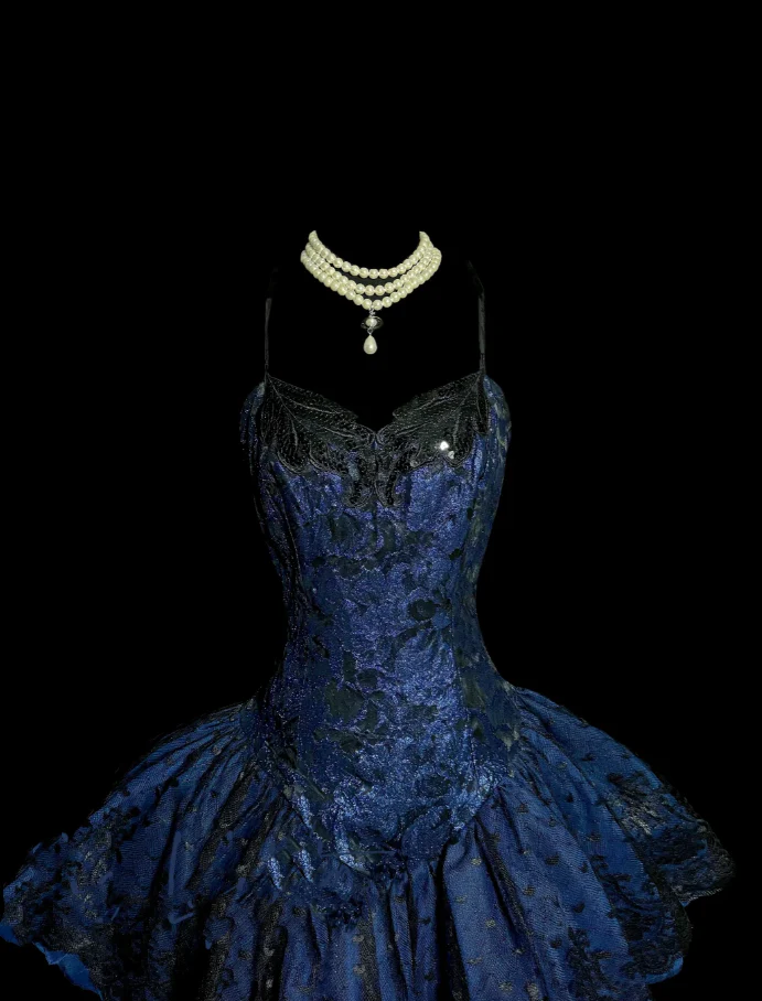 Classy Ball Gown Spaghetti Straps Navy Blue Lace Short Homecoming Dress Summer Hoco Dresses Cocktail Dress DP907 - Deanwangkt