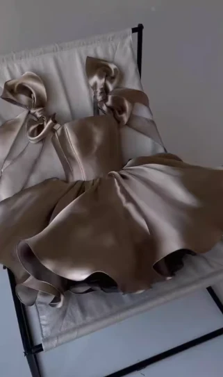 Cute Ball Gown Straps Pink Satin Short Formal 8th Grade Homecoming Dresses Middle School Cocktail Dress Hoco Outfits DH2591 - Deanwangkt