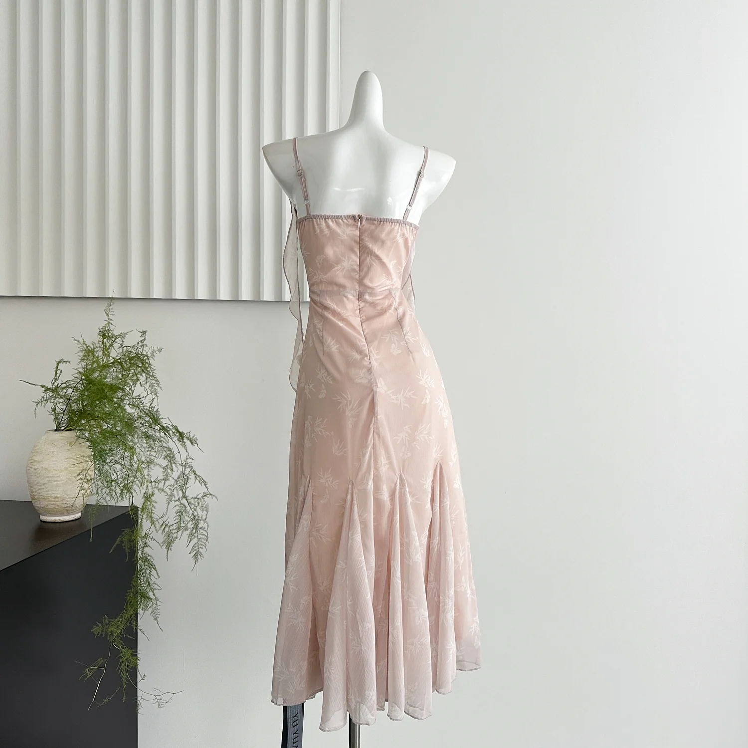 Cute Mermaid Straps Floral Pink Lace Long Summer Dress For Women DP0026 - Deanwangkt