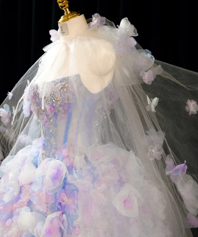 Gorgeous Strapless Ball Gown Tulle Long Prom Dresses Cute Sleeveless Quinceanera Dresses Sweet 16 Dresses DP3717 - Deanwangkt