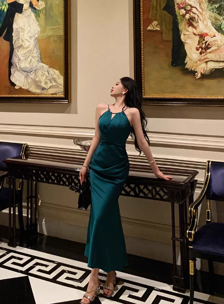 Pretty Mermaid Halter Neckline Green 18th Birthday Dress Party Outfits Birthday Outfits For Women DP0173 - Deanwangkt