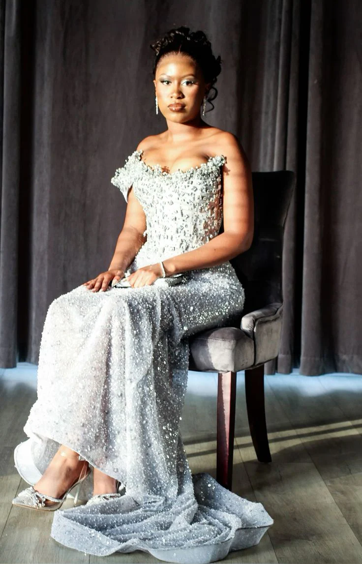 Elegant Mermaid Strapless Sequin Silver Black Girl Long Prom Dresses Party Dress 18th Birthday Outfits Graduation Dresses DH2322 - Deanwangkt