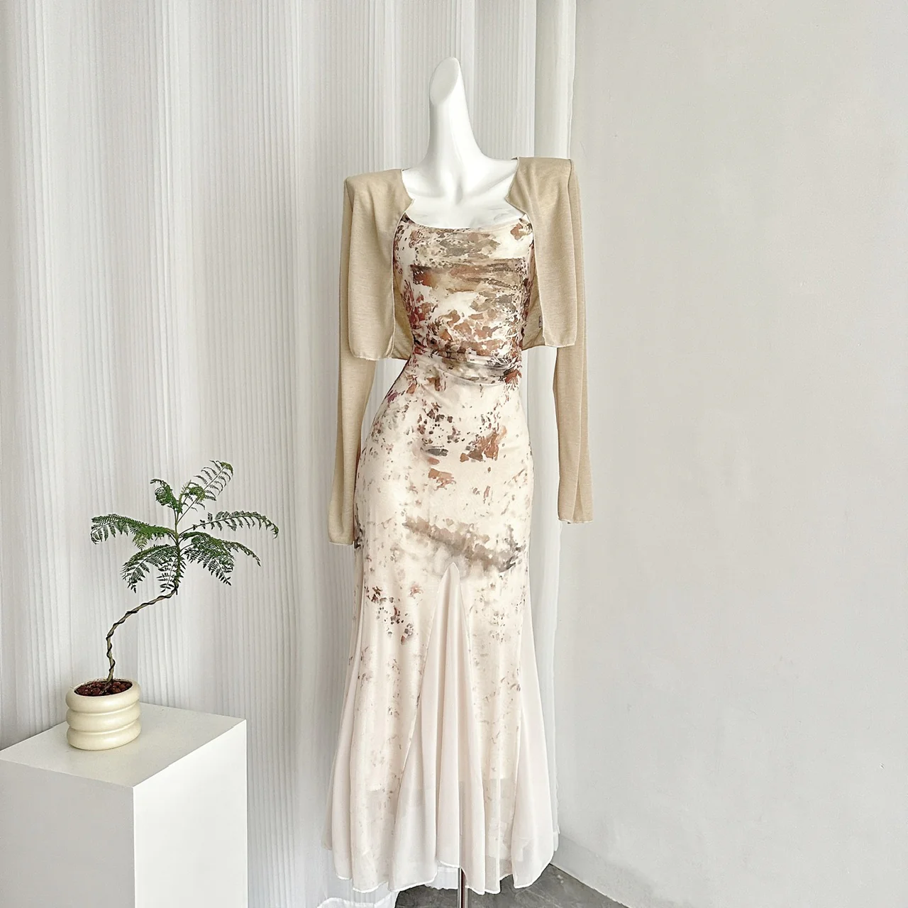 Sweet Mermaid 2 Piece Long Women Summer Holiday Holiday Dresses DP0022 - Deanwangkt