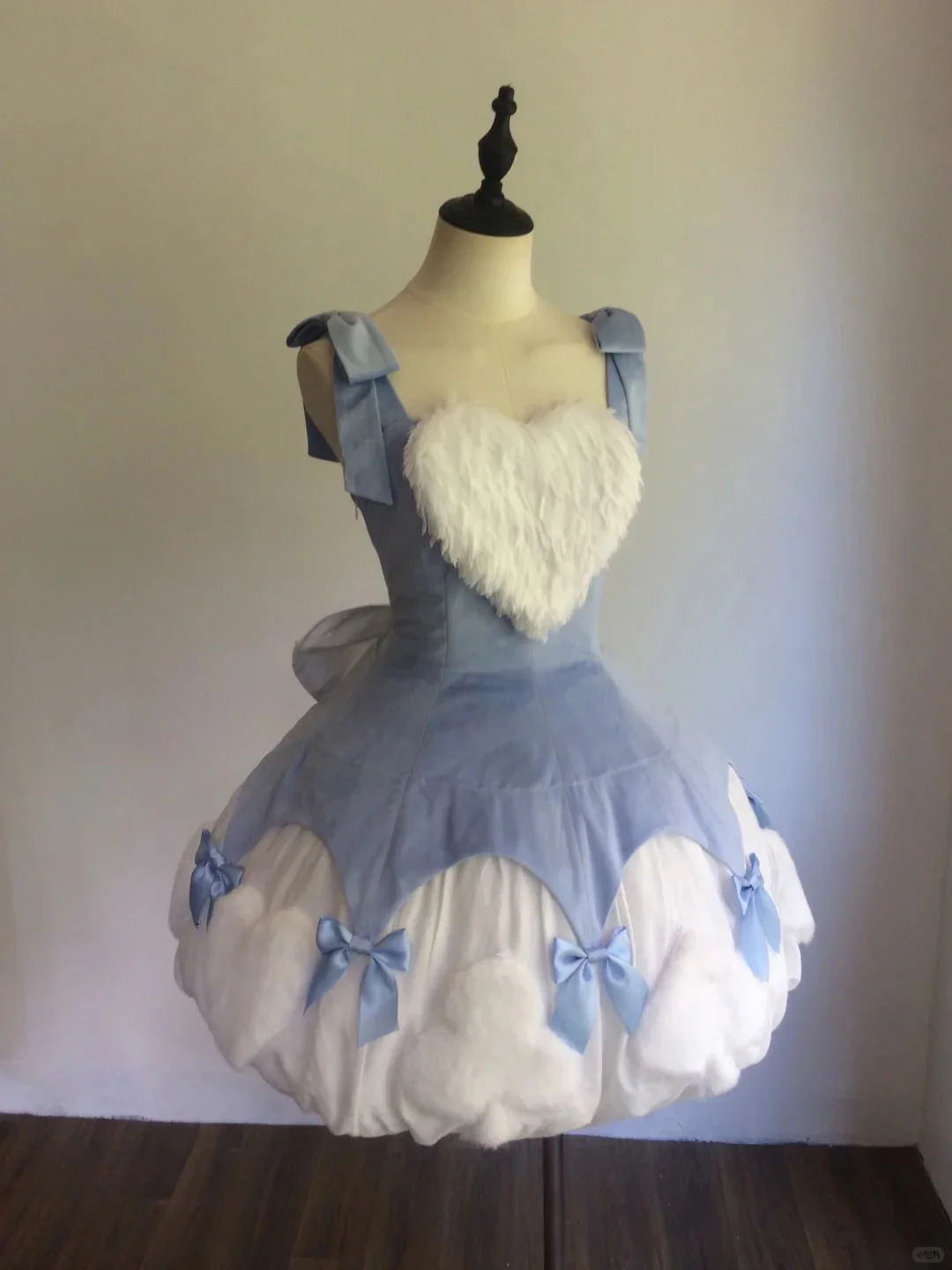 Vintage Ball Gown Blue Velvet Spaghetti Straps Short Lolita Outfits 18th Birthday Dress Mini Cute Lolita Dress DP2898 - Deanwangkt