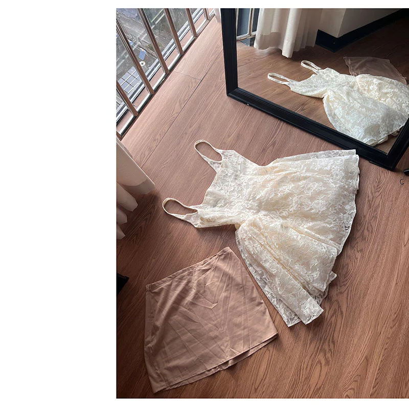 Pretty A line Square Neck White Lace Formal Homecoming Dresses Short 16th Birthday Outfits Graduation Dress Mini Cocktail Dresses DH2473 - Deanwangkt