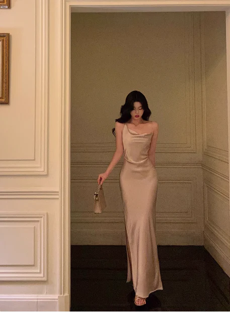 Classy Mermaid Spaghetti Straps Champagne 18th Birthday Dress Party Gown 18th Birthday Outfits Birthday Dress Ideas For Women DP580 - Deanwangkt