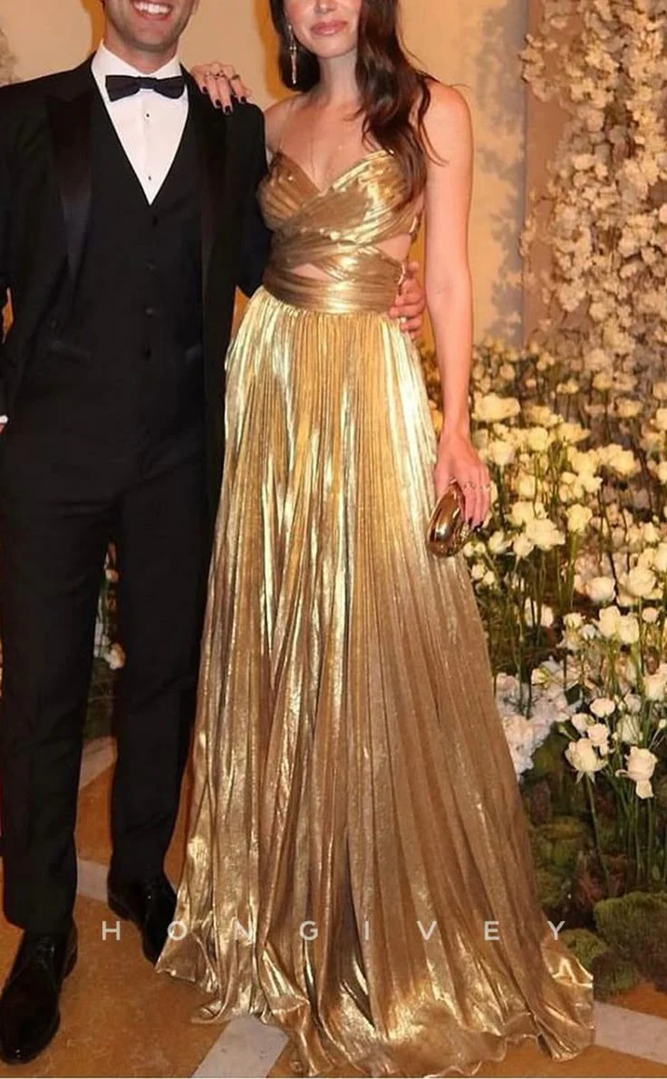 Simple A Line Spaghetti Straps Gold Night Dinner Evening Dresses Formal Summer Wedding Guest Dresses With Scarf Wedding Guest Outfits DP2213 - Deanwangkt