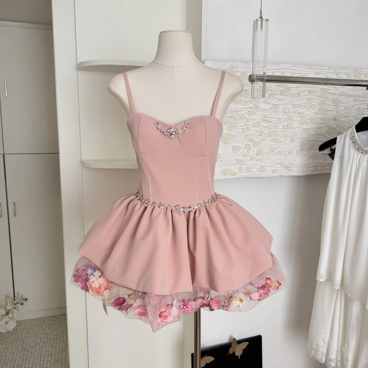 Sexy A line Spaghetti Straps Pink Min Summer Dress Holiday Party Homecoming Dress Birthday Outfits For Teens DP0150 - Deanwangkt
