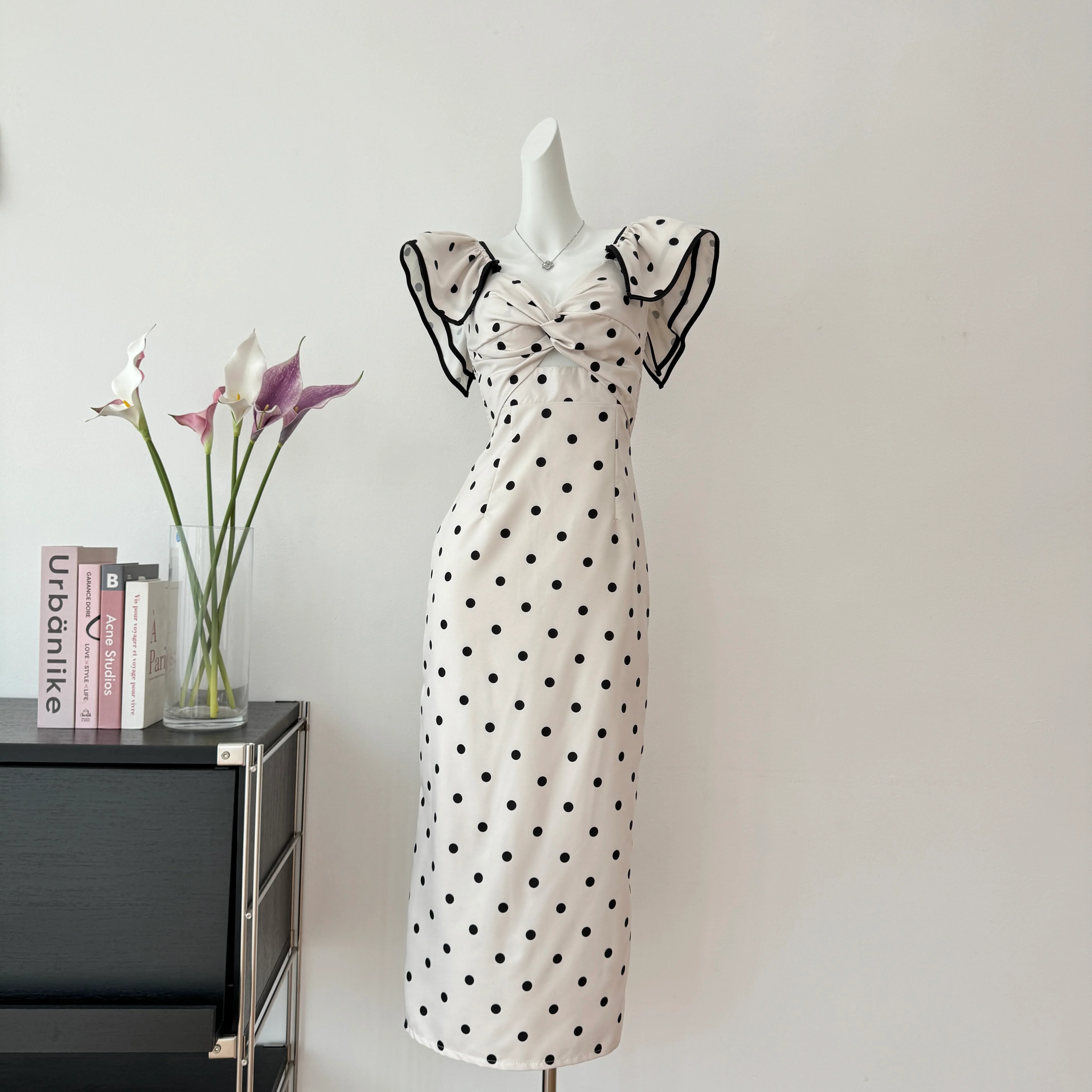 Cute A Line V Neckline Polka Dots Summer Dress Holiday Party Outfits For Women DP0104 - Deanwangkt