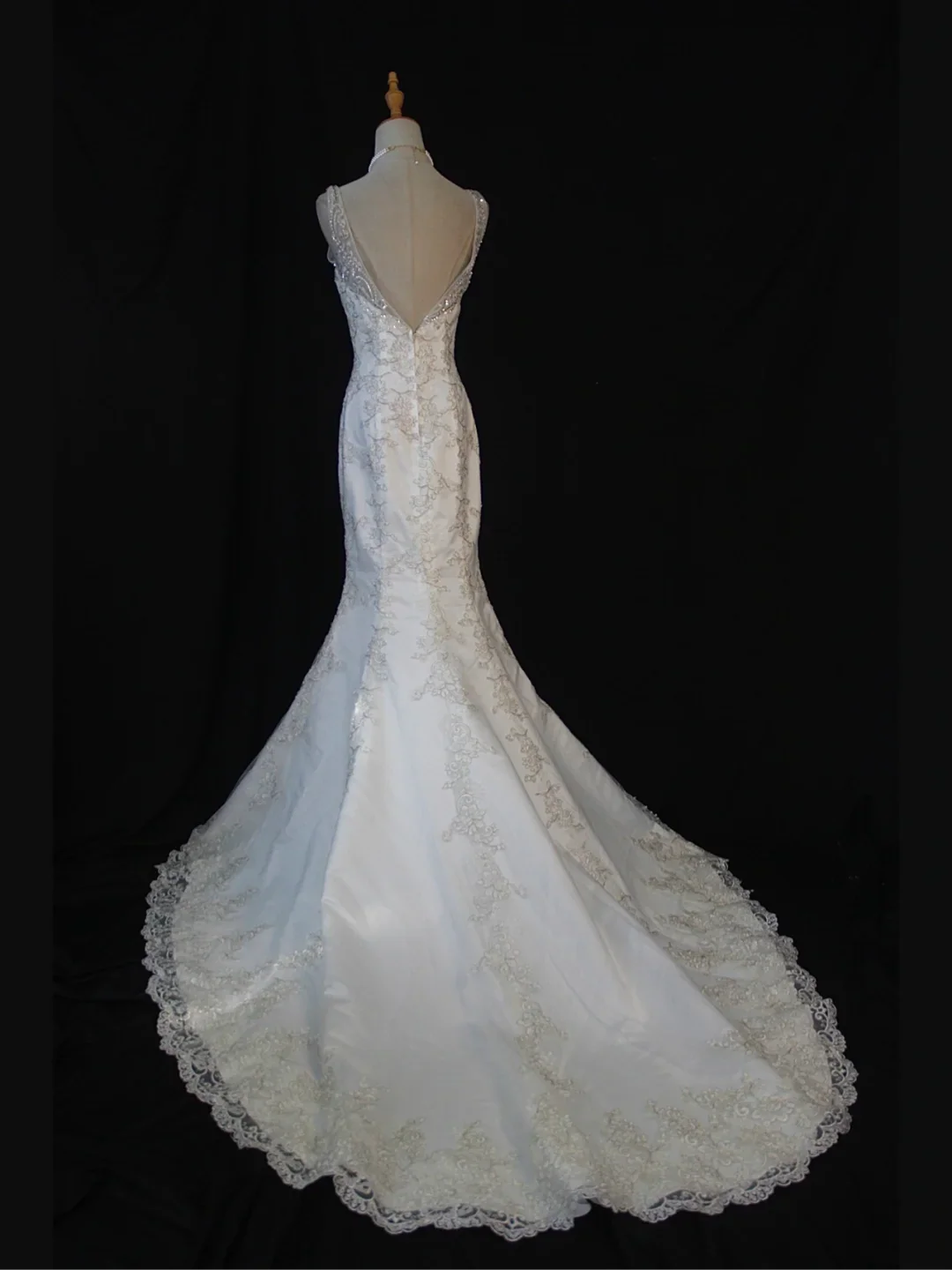 Vintage Wedding Dress 1970s Mermaid V Neck White Lace Long Wedding Dresses Bridal Gowns Elegant Brides Gown DH578 - Deanwangkt