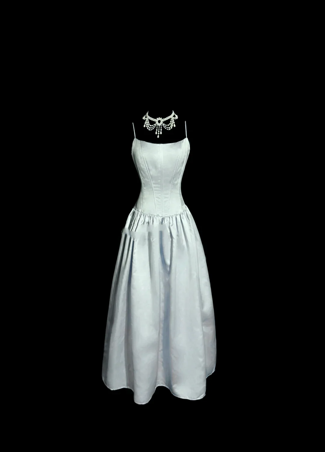 Vintage A Line Spaghetti Straps Light Sky Blue Satin Prom Dresses Party Dress Summer 22th Birthday Outfits 18th Birthday Dresses W831 - Deanwangkt