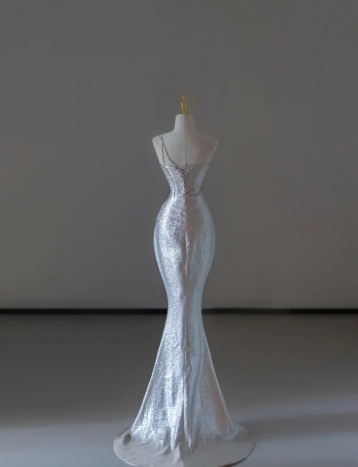 Gorgeous Mermaid Strapless Sequin Sleeveless Long Prom Dresses Graduation Dresses DP526 - Deanwangkt