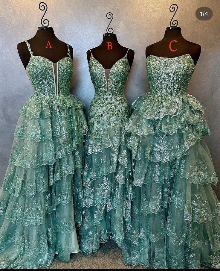 Glamorous Ball Gown Strapless Green Lace Evening Dress Party Gowns Evening Special Formal Dresses Prom Dresses DH195 - Deanwangkt
