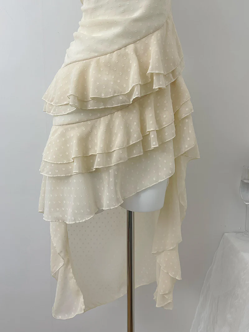 Cute High Low Square Neckline Ruffles Summer Dress Holiday Party Outfits For Women DP0089 - Deanwangkt