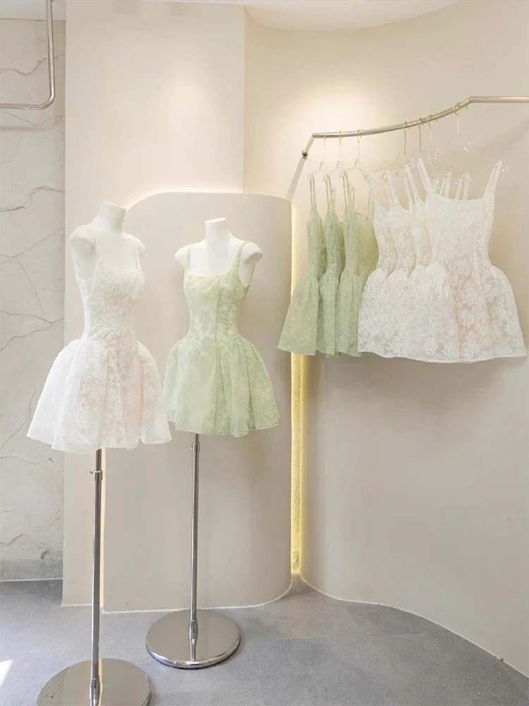 Cute Ball Gown Square Sage Green Lace Short Mini Formal 8th Grade Homecoming Dresses Middle School Cocktail Dress Hoco Outfits DH2628 - Deanwangkt