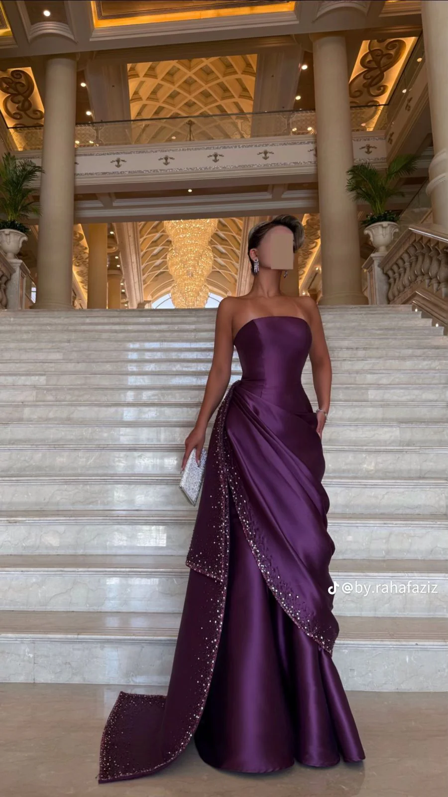 Sexy Strapless Sheath Long Prom Dresses Sleeveless Satin Purple Evening Dresses DP04044 - Deanwangkt