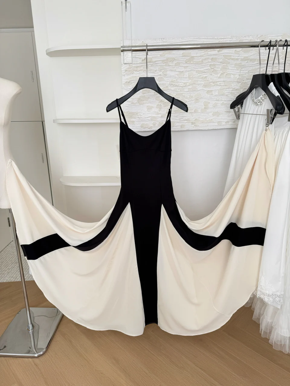 Sexy A line Spaghetti Straps Black Midi Summer Dress Holiday Party Black Birthday Outfits For Women DP0149 - Deanwangkt