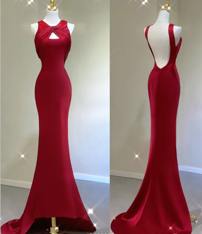 Pretty A Line Scoop Long Red Prom Dresses Graduation Dress High School Classy Evening Dresses DP413 - Deanwangkt