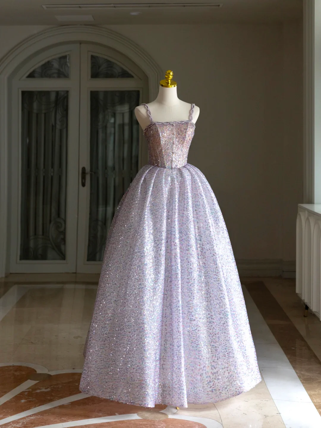 Sweet Ball Gown Straps Sleeveless Tulle Lilac Quinceanera Dress Formal Gowns Vestido De 15 Anos Sweet 16 Dress DH1554 - Deanwangkt