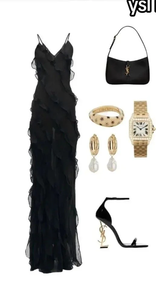 Fancy Sheath Spaghetti Straps Black Long Chiffon Evening Dress Party Gowns Evening Special Formal Dresses Prom Dress DH1370 - Deanwangkt