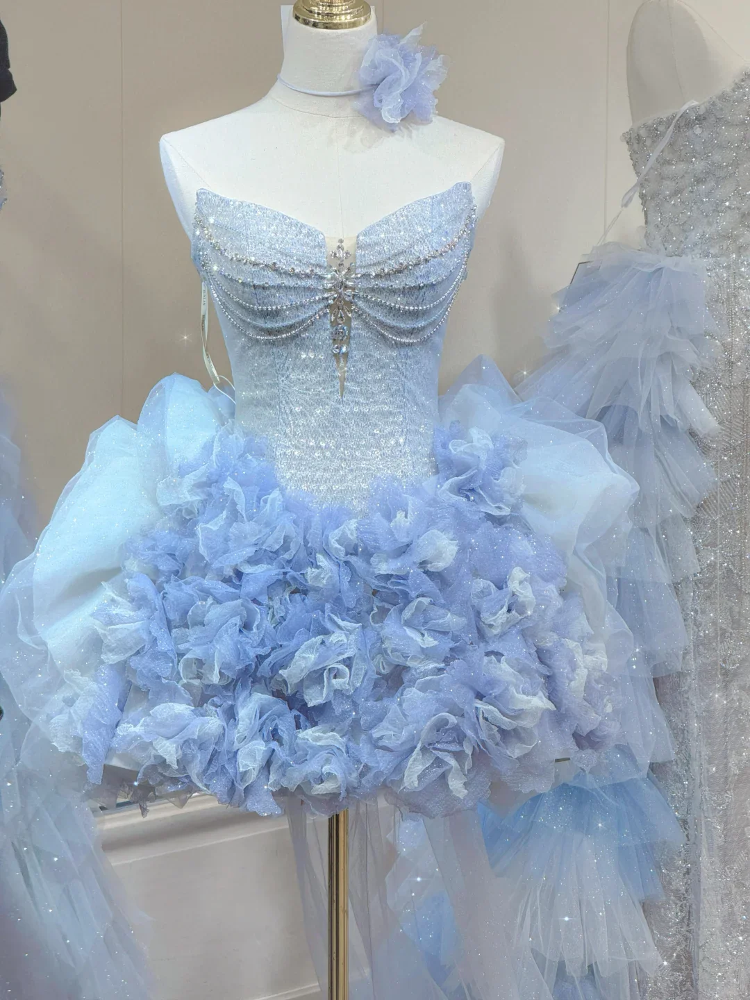 Cute Ball Gown Sweetheart Light Sky Blue Tulle Short Mini Formal 8th Grade Homecoming Dresses Middle School Cocktail Dress Hoco Outfits DH2558 - Deanwangkt