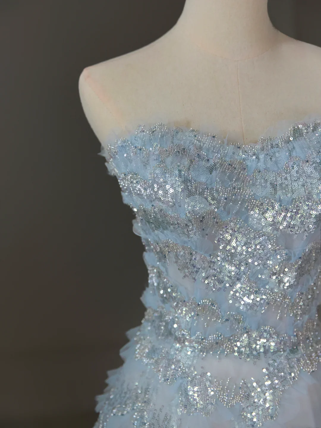 Pretty Ball Gown Sweetheart Tulle Light Blue Long Quinceanera Dress Formal Gowns Vestido De 15 Anos Sweet 16 Dress DH1124 - Deanwangkt