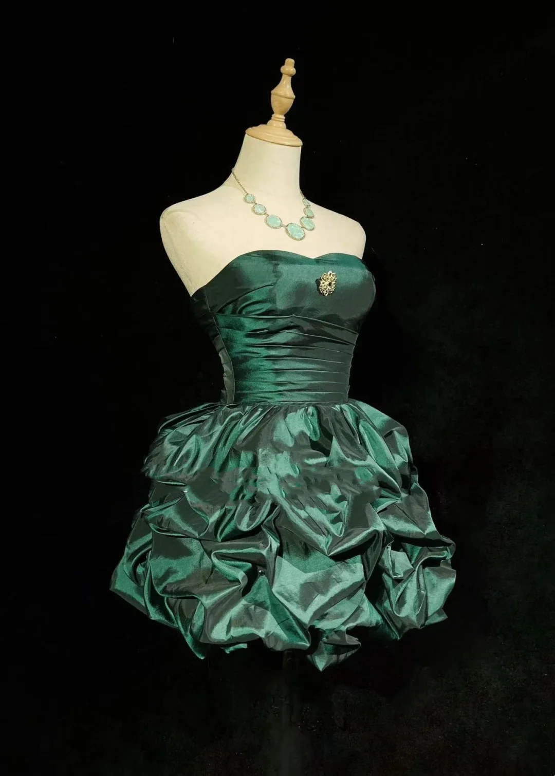 Vintage Ball Gown Sweetheart Taffeta Dark Green Sleeveless Mini Short Formal 8th Grade Homecoming Dresses Summer Middle School Hoco Dress Homecoming Outfits DH660 - Deanwangkt