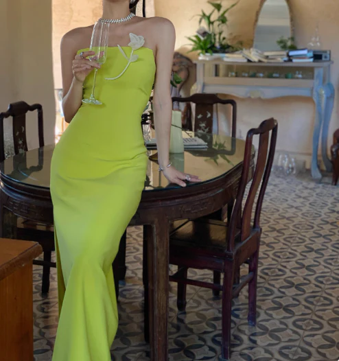 Stunning Sheath Strapless Evening Gown Satin Green Modest Formal Dress  Party Dress DP2794 - Deanwangkt