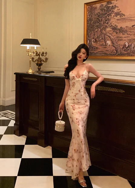 Classy Mermaid Spaghetti Straps Floral 18th Birthday Dress Party Gown 21st Birthday Outfits Birthday Dress Ideas For Women DP612 - Deanwangkt