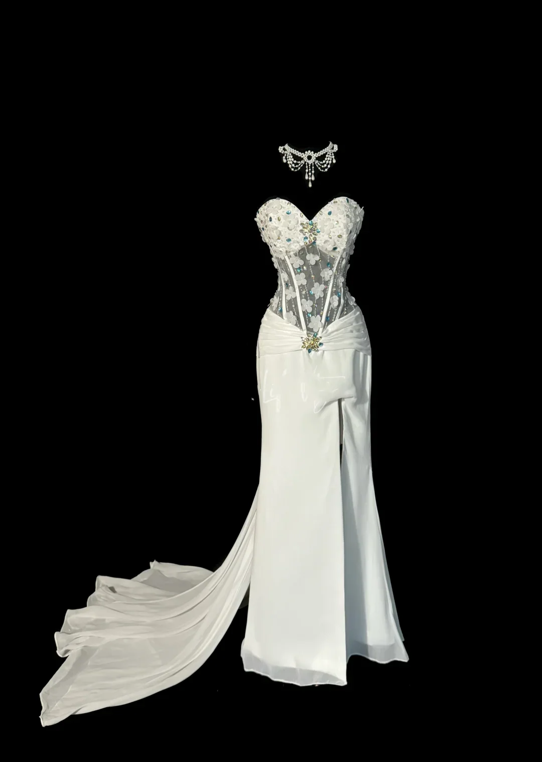 Vintage Classy Mermaid Sweetheart White Chiffon Sleeveless Pleated Long Evening Dress Prom Dresses H2975 - Deanwangkt