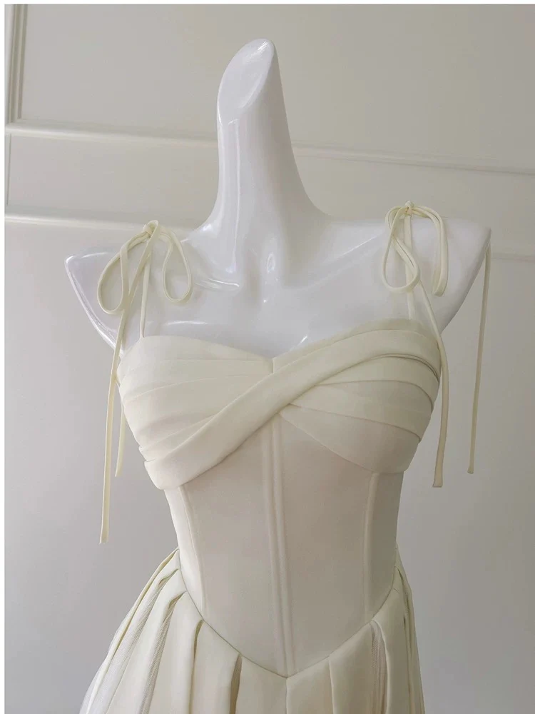 Cute A line Spaghetti Straps Yellow Satin Formal Short 8th Grade Homecoming Dress Summer Middle School Hoco Dresses Birthday Outfits W974 - Deanwangkt