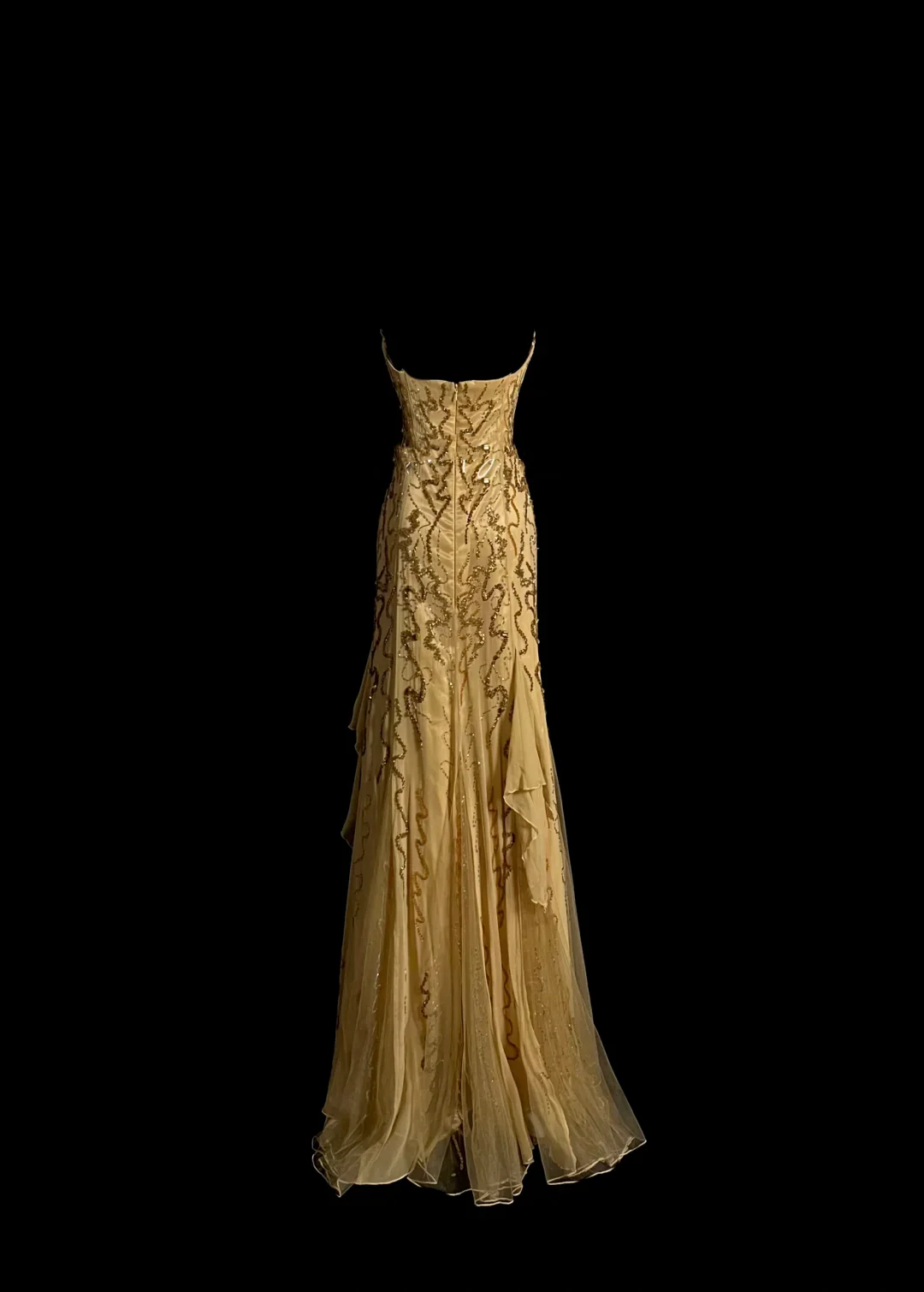 Elegant Glamour Mermaid Sweetheart Sequin Gold Chiffon Long Prom Dresses Party Dress Evening Dress DP925 - Deanwangkt